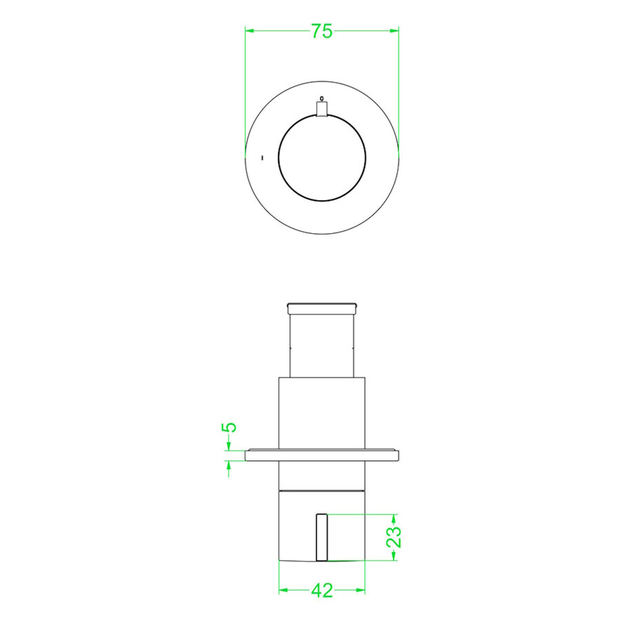 Afbouwdeel IVY Pact Flow-Through Stopkraan Symmetry Met Rond Rozet Geborsteld Mat Goud PVD