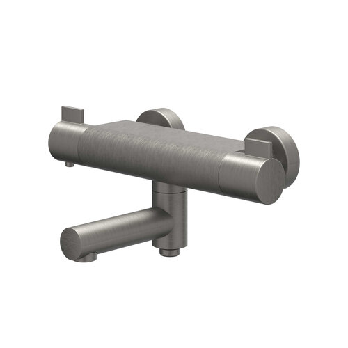 Badthermostaatkraan IVY Pact Opbouw Omstel Met Draaibare Baduitloop Met Omstel Cooltouch Geborsteld Metal Black PVD 