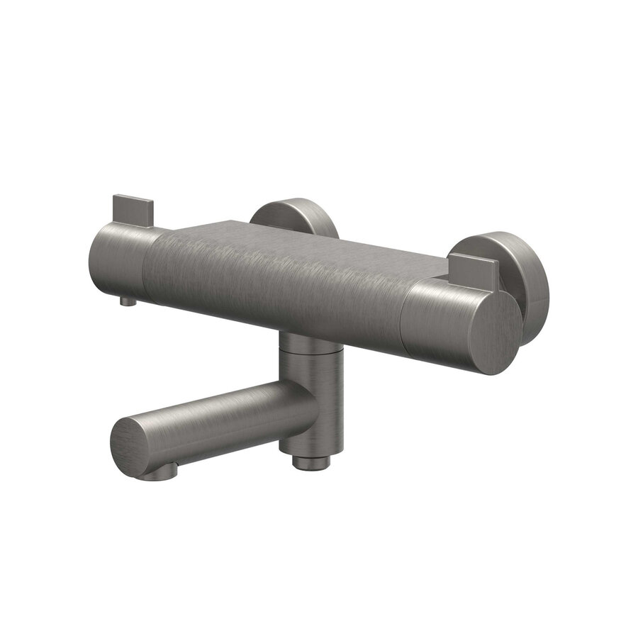 Badthermostaatkraan IVY Pact Opbouw Omstel Met Draaibare Baduitloop Met Omstel Cooltouch Geborsteld Metal Black PVD