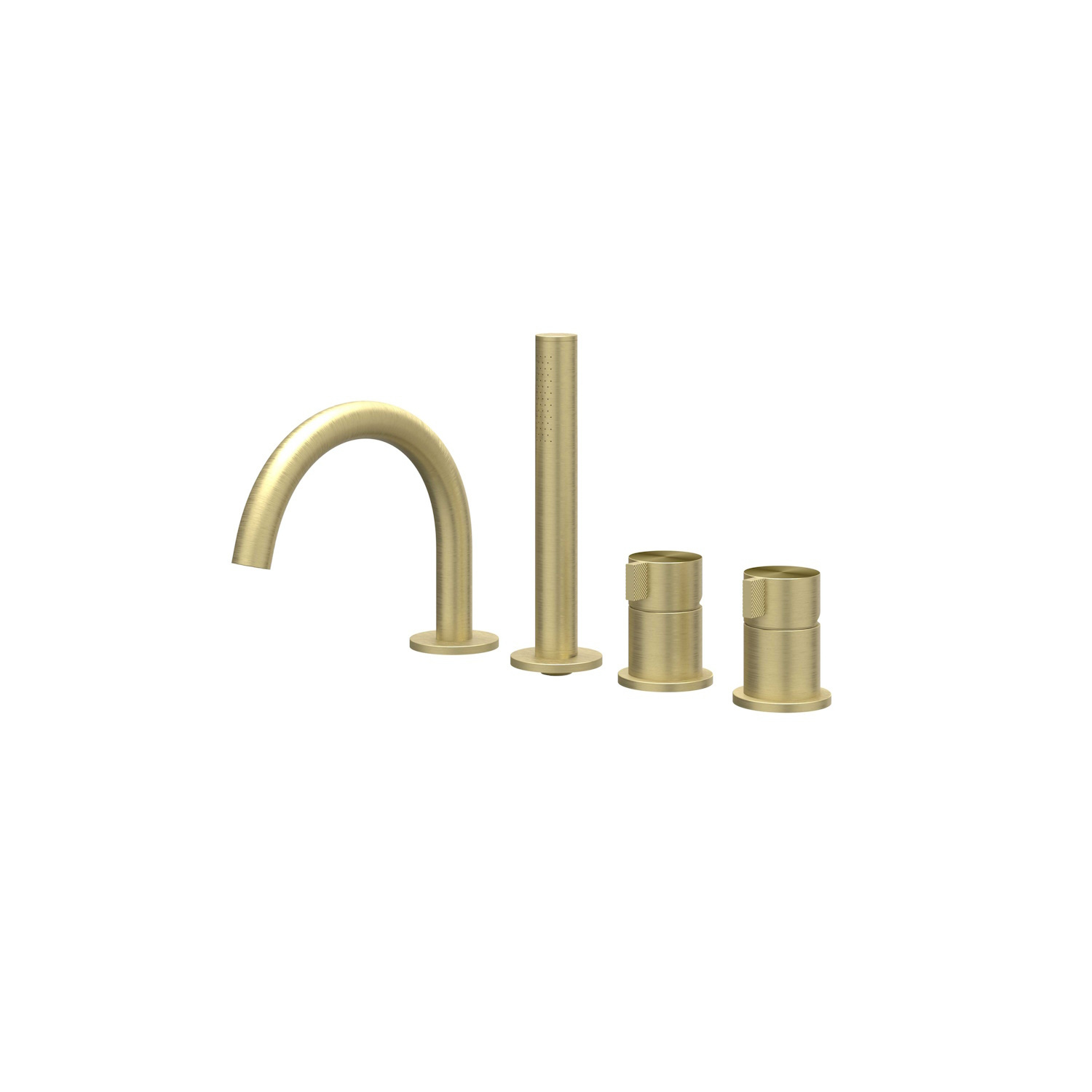 Badrandcombinatie IVY Tribe 4-gats Mengkraan Met Uittrekbare Handdouche Draaibare Uitloop RVS316 Geborsteld Mat Goud PVD IVY