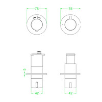 Afbouwdeel IVY Tribe Inbouwthermostaat 2-weg Stop-Omstel Symmetry Met Rond Rozet RVS316 Geborsteld Carbon Black PVD