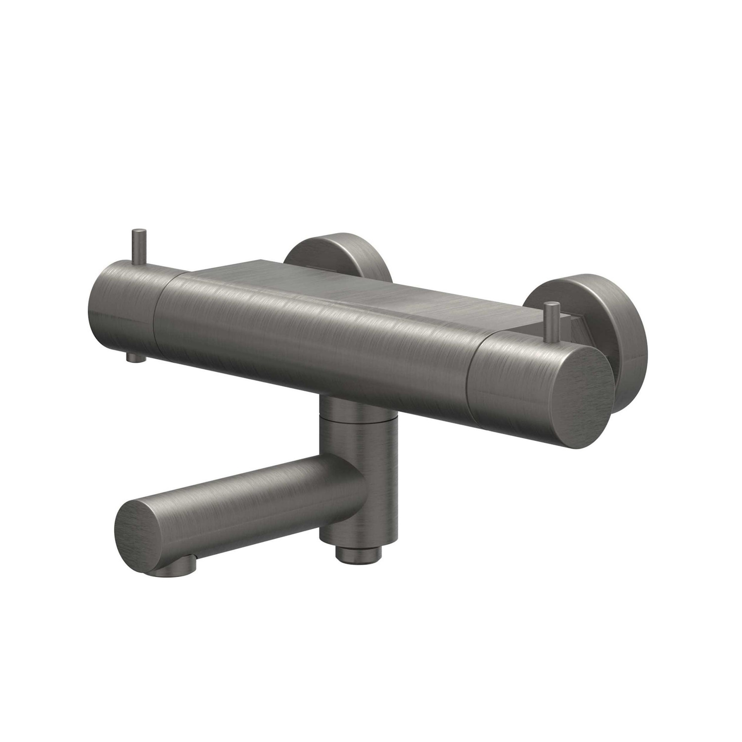 Badthermostaatkraan IVY Bond Opbouw Omstel Met Draaibare Baduitloop Met Omstel Cooltouch Geborsteld Metal Black PVD IVY
