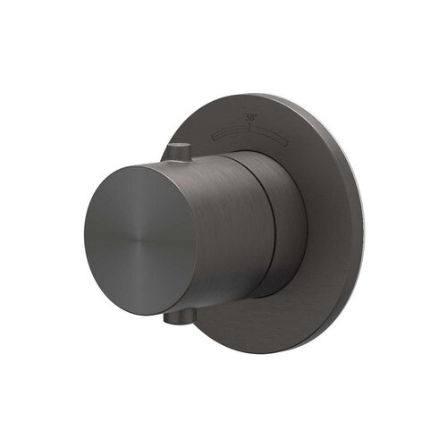 Afbouwdeel IVY Concord Inbouw Stopkraan Symmetry Met Rond Rozet RVS316 Geborsteld Carbon Black PVD 