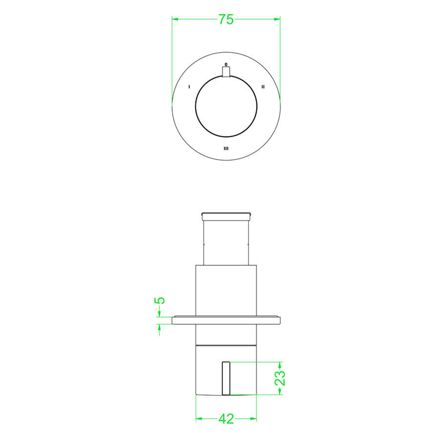 Afbouwdeel IVY Pact 3-Weg Stop-Omstel Symmetry Met Rond Rozet Geborsteld Nickel PVD
