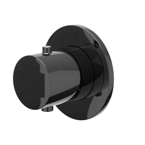 Afbouwdeel IVY Bond Inbouwthermostaat Symmetry Met Rond Rozet Zwart Chroom PVD 