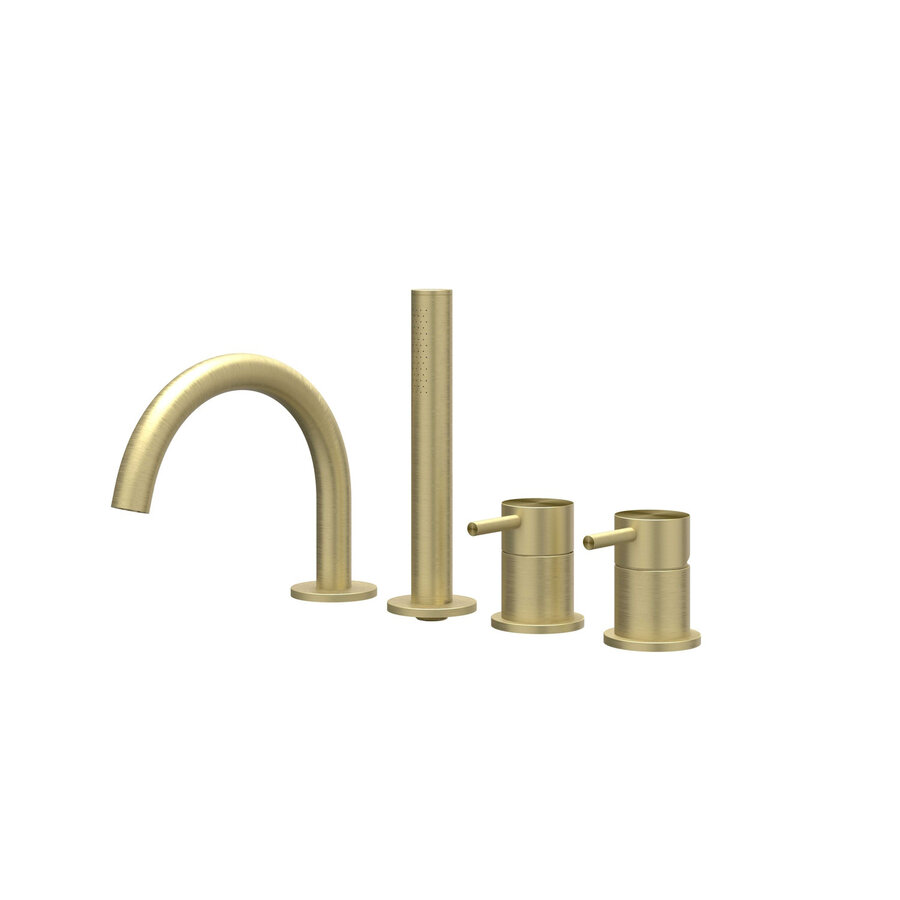 Badrandcombinatie IVY Concord 4-gats Mengkraan Met Uittrekbare Handdouche Draaibare Uitloop RVS316 Geborsteld Mat Goud PVD