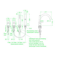 Badrandcombinatie IVY Concord 4-gats Mengkraan Met Uittrekbare Handdouche Draaibare Uitloop RVS316 Geborsteld Mat Goud PVD