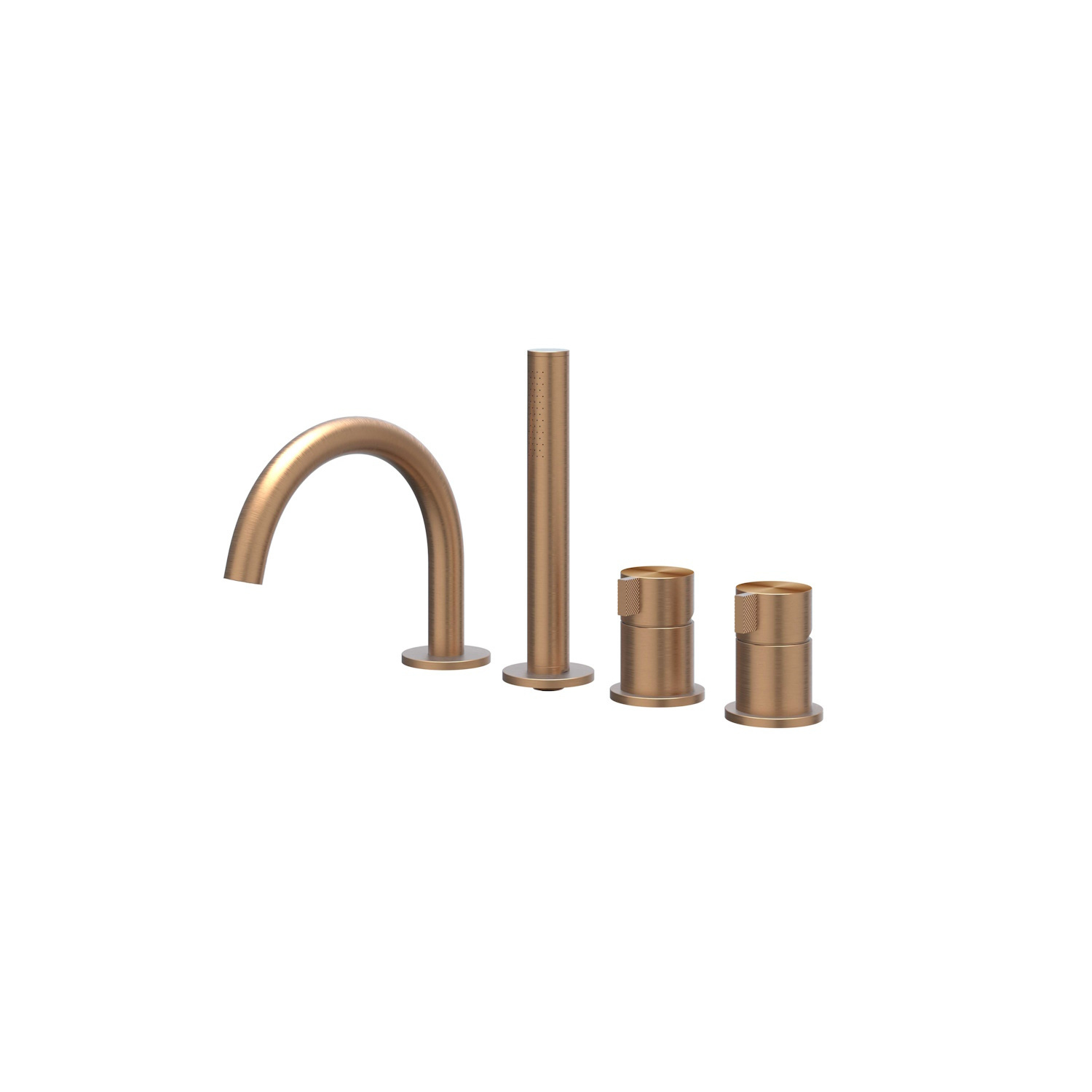 Badrandcombinatie IVY Tribe 4-gats Mengkraan Met Uittrekbare Handdouche Draaibare Uitloop RVS316 Geborsteld Mat Koper PVD IVY