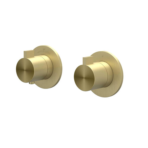 Afbouwdeel IVY Tribe Inbouwthermostaat 2-weg Stop-Omstel Symmetry Met Rond Rozet RVS316 Geborsteld  Mat Koper PVD 