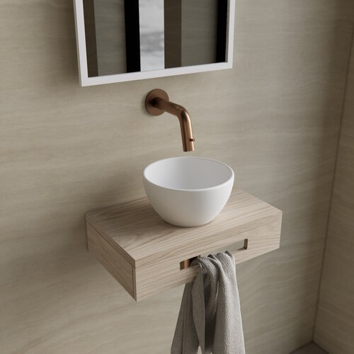 Complete Fonteinset BWS Hold Met Handoekhouder Waskom Wit En fonteinkraan Koper 