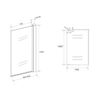 Badwand BWS Draaibaar 80x150 cm 6 mm NANO Veiligheidsglas Muurprofiel Mat Zwart