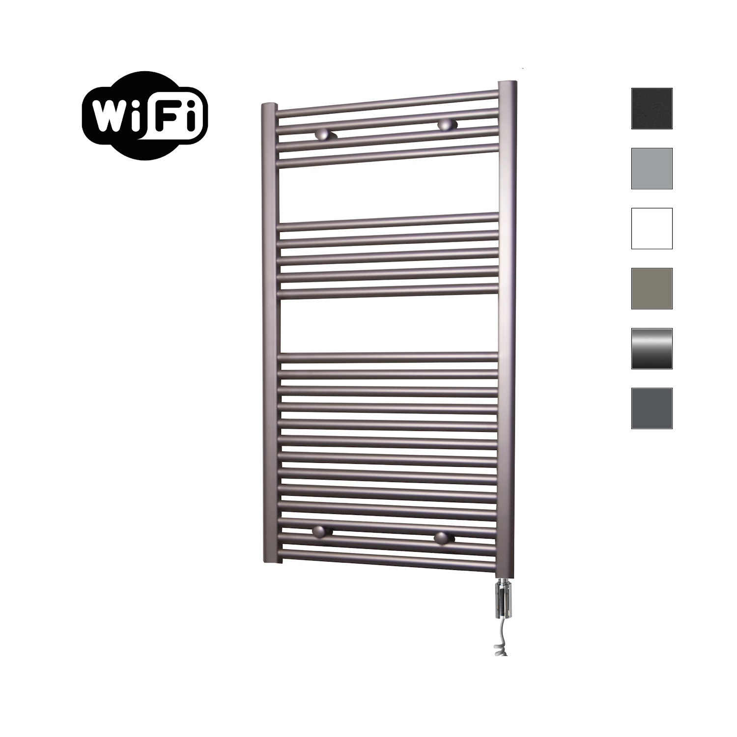 Elektrische Radiator Sanicare HWV Met Wifi 111,8x60 cm Inox Look 730W Met Thermostaat Chroom Rechtsonder Sanicare