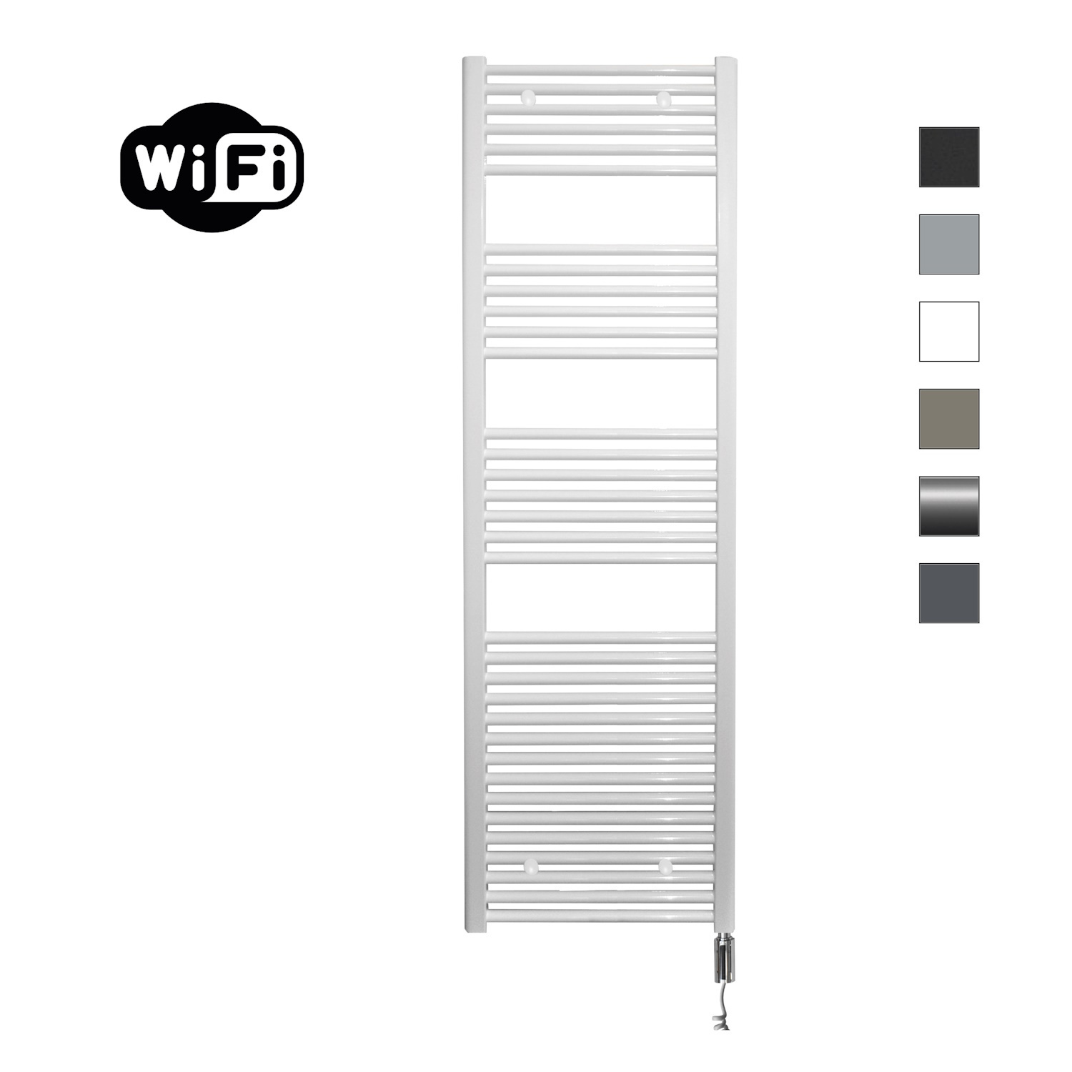 Elektrische Radiator Sanicare HWV Met Wifi 172x60 cm Wit 1127W Met Thermostaat Chroom Rechtsonder Sanicare