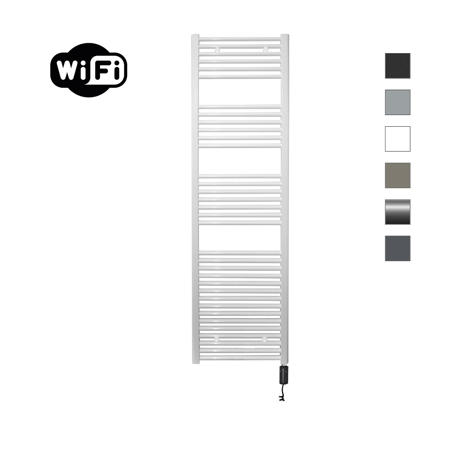 Elektrische Radiator Sanicare HWV Met Wifi 172x45 cm Wit 920W Met Thermostaat Zwart Rechtsonder Sanicare