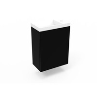 Fonteinkast Mat Zwart Arcqua Luna 40x55x28 cm Incl. Fontein Glans Wit Zonder Overloop