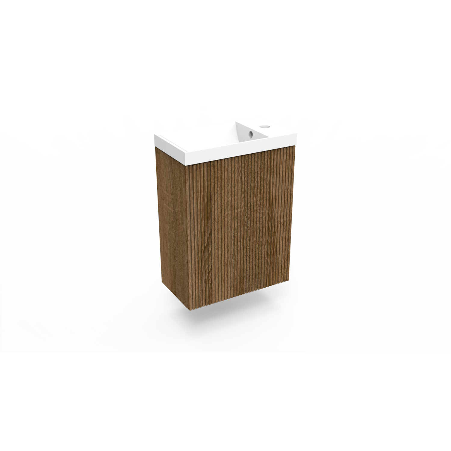 Fonteinkast Cafe Oak Arcqua Ridge 40x55x28 cm Incl. Fontein Mat Wit Met Overloop Arcqua