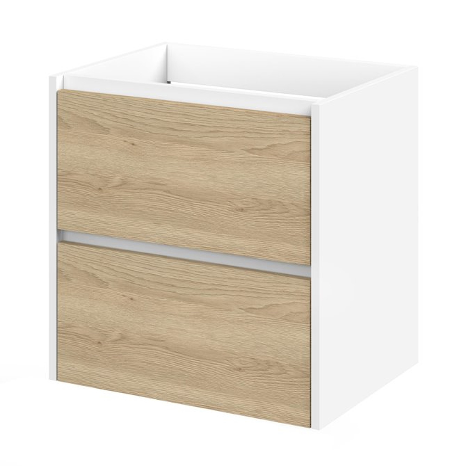Tiger Meubelset Reverse 60 cm Met 2 Lades Natural Eik - Mat Wit incl Oval Wastafel Hoogglans Wit