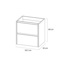 Meubelset Tiger Reverse 60 cm Met 2 Lades Natural Eik - Mat Wit incl Oval Wastafel Hoogglans Wit