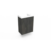 Fonteinkast Dark Oak Arcqua Luna 40x55x28 cm Incl. Fontein Mat Wit Zonder Overloop