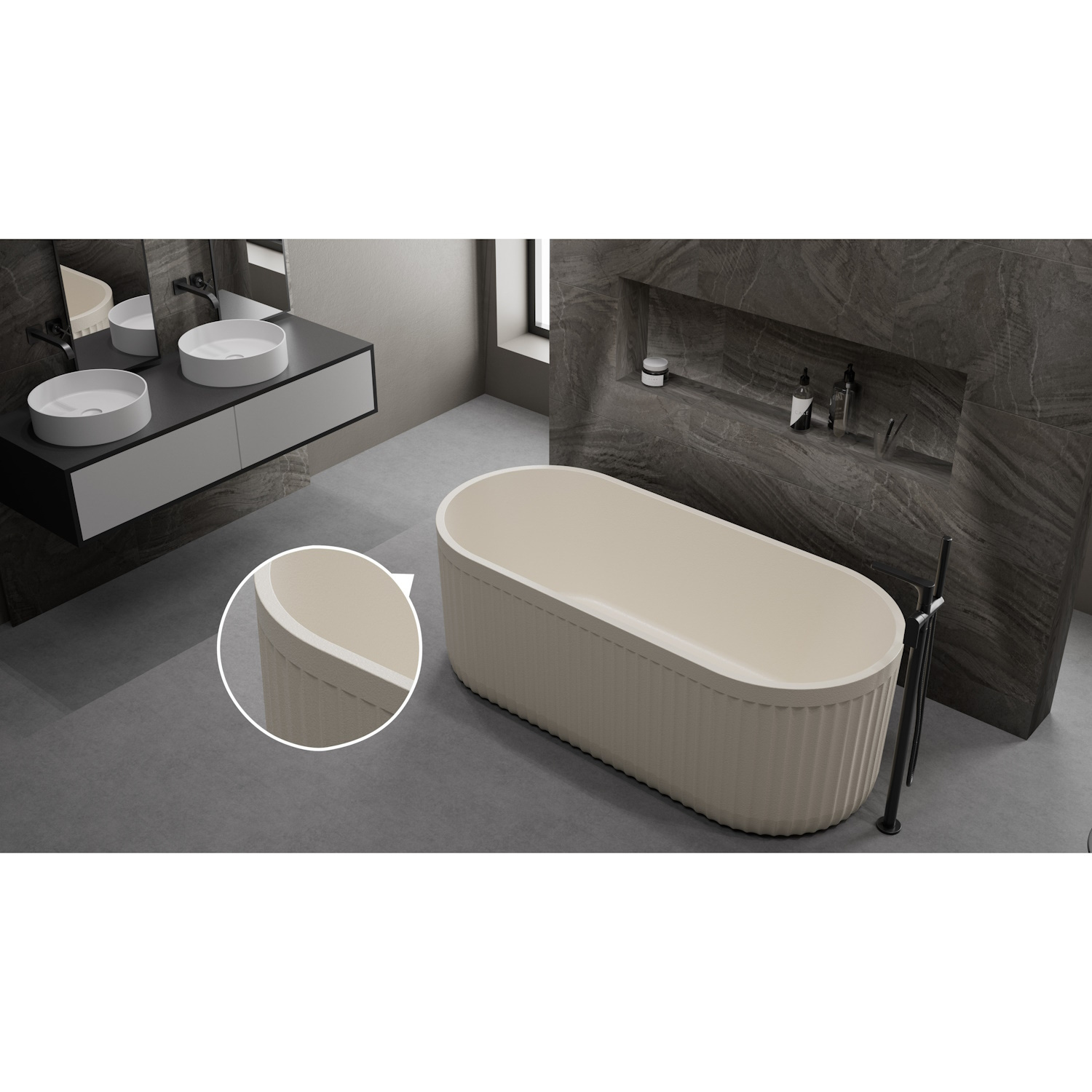 Ligbad Vrijstaand Ideavit Archtec Rock 170x75x60 cm Cream Ideavit