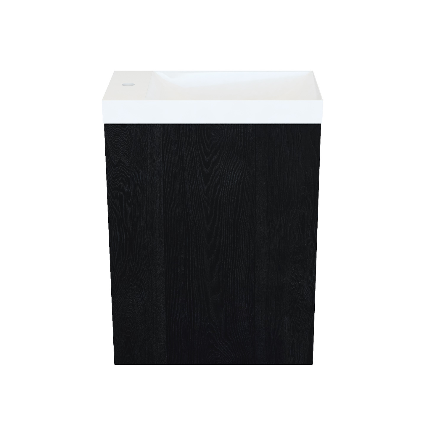 Fonteinkast Black Oak Arcqua Luna 40x55x28 cm Incl. Fontein Glans Wit Zonder Overloop Arcqua