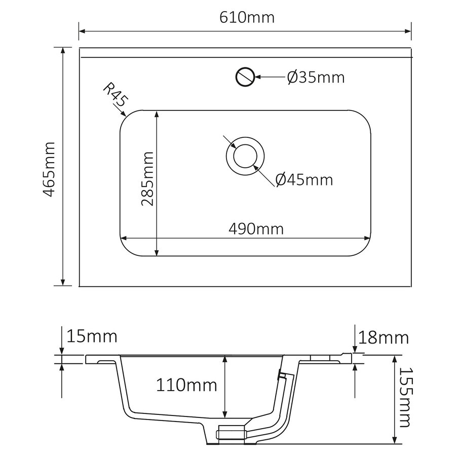 Meubelset Differnz Elin 60 cm Eiken/Taupe