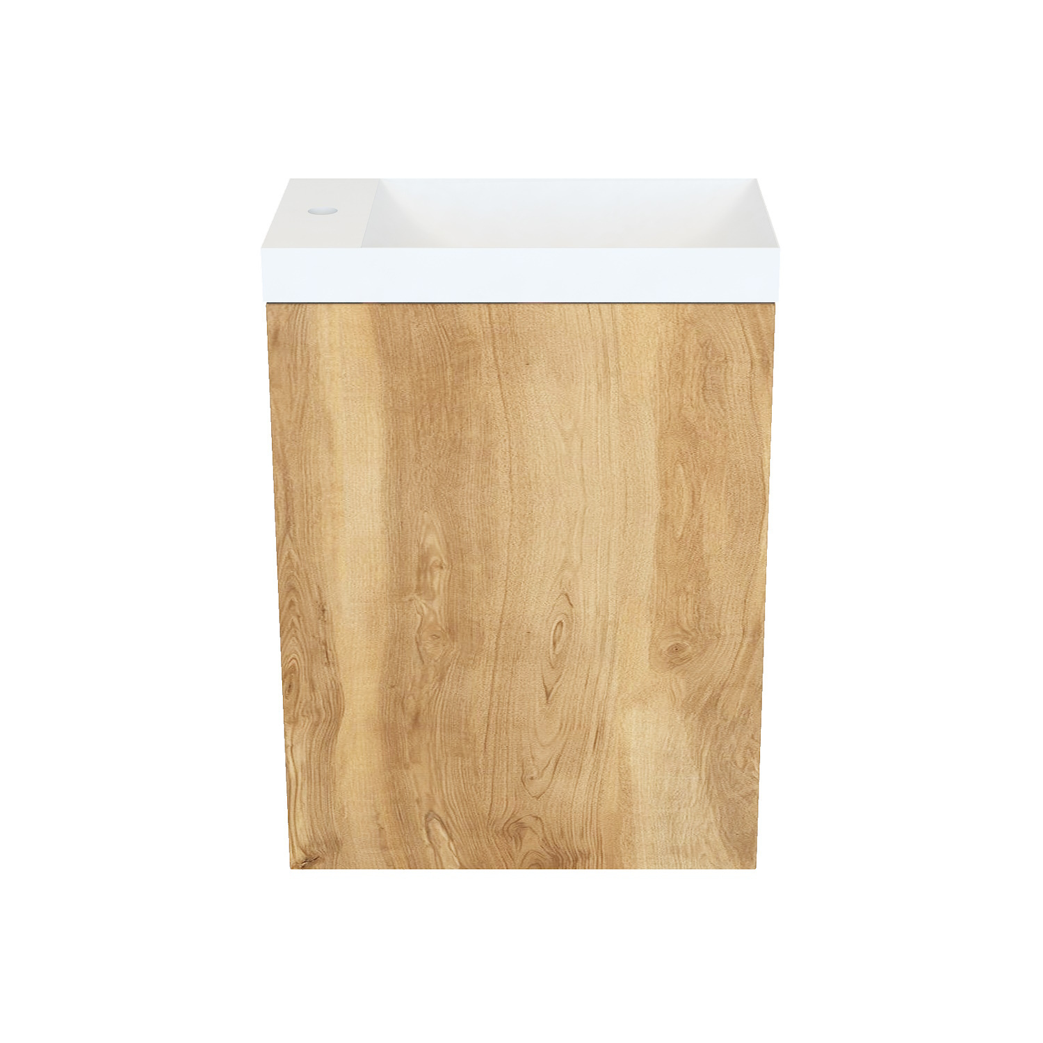 Fonteinkast Natural Oak Arcqua Luna 40x55x28 cm Incl. Fontein Mat Wit Met Overloop Arcqua