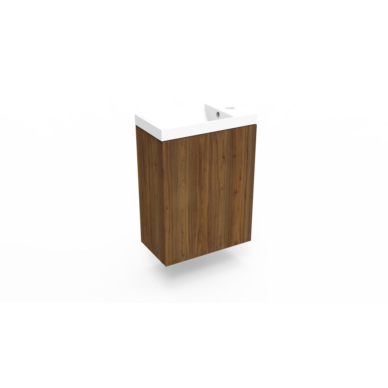 Fonteinkast Maddison Oak Arcqua Luna 40x55x28 cm Incl. Fontein Mat Wit Met Overloop Arcqua