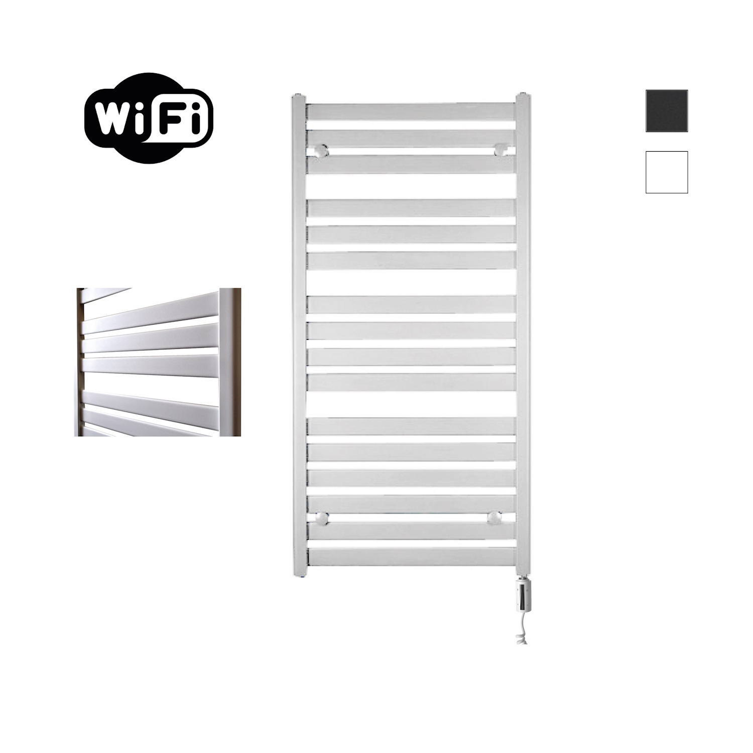 Elektrische Radiator Sanicare HWV - Moda Met Wifi 120x60 cm Mat Wit 876W Met Thermostaat Wit Rechtsonder Sanicare