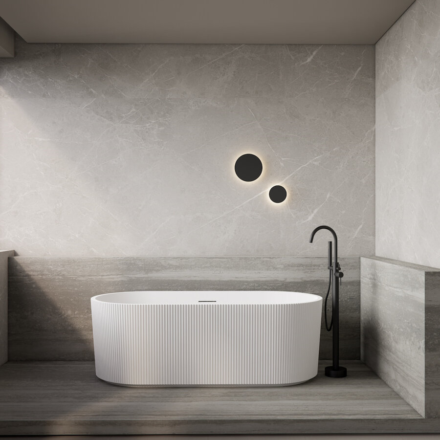 Half Vrijstaand Bad BWS Evi Met Ribbel 170x80x58 cm Mat Wit