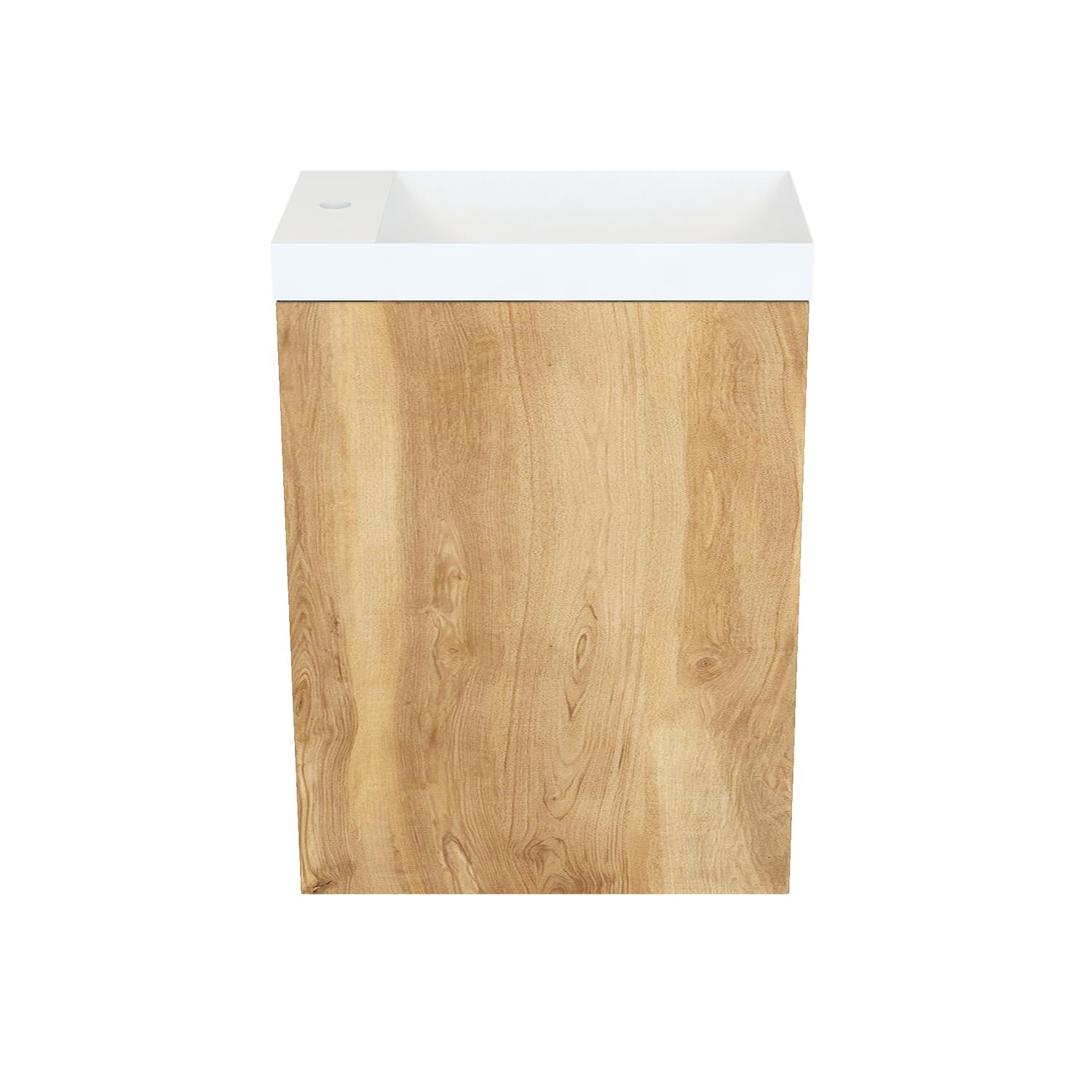 Fonteinkast Natural Oak Arcqua Luna 40x55x28 cm Incl. Fontein Mat Wit Zonder Overloop Arcqua