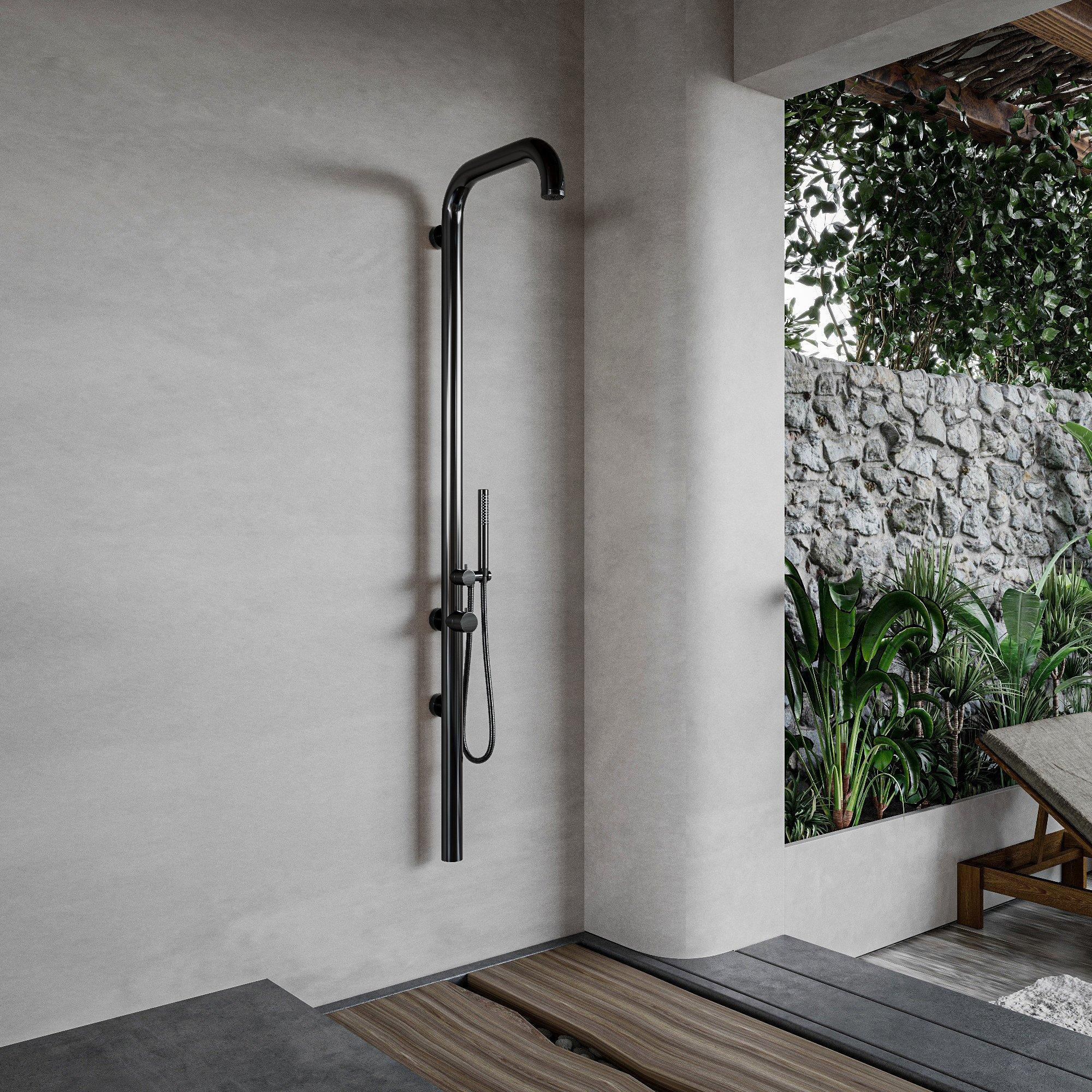 Buitendouche Fortifura Outdoor Original Wandmodel Met Handdouche Gunmetal Fortifura