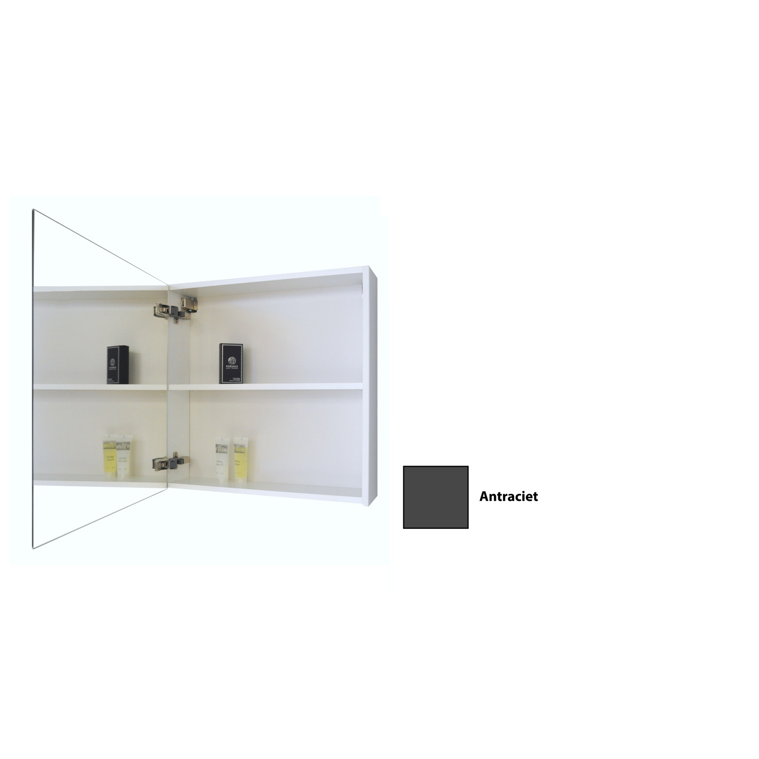 Spiegelkast Sanicare Qlassics 60 cm 1 Deur Antraciet Rechts Sanicare
