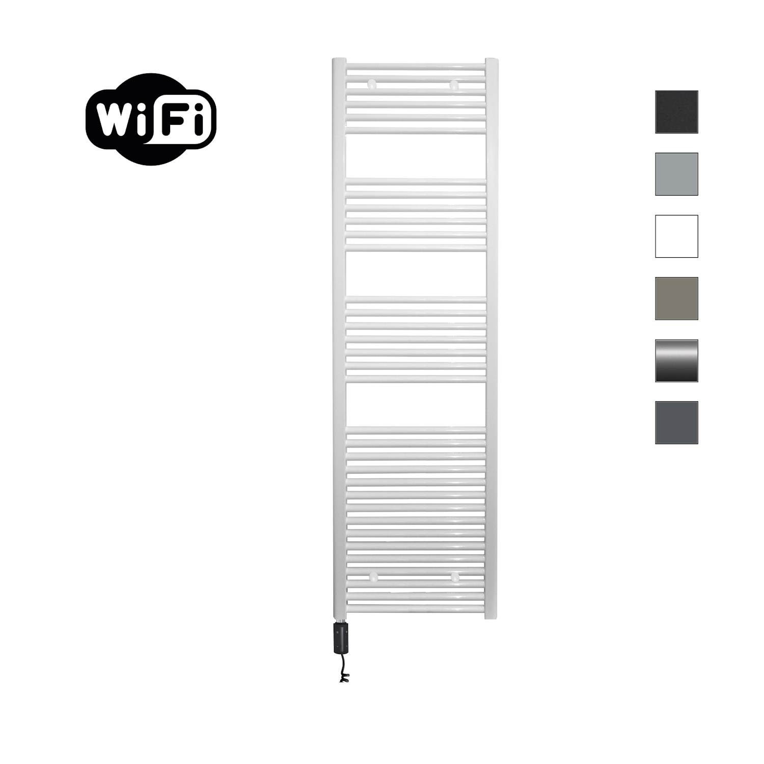 Elektrische Radiator Sanicare HWV Met Wifi 172x45 cm Wit 920W Met Thermostaat Zwart Linksonder Sanicare