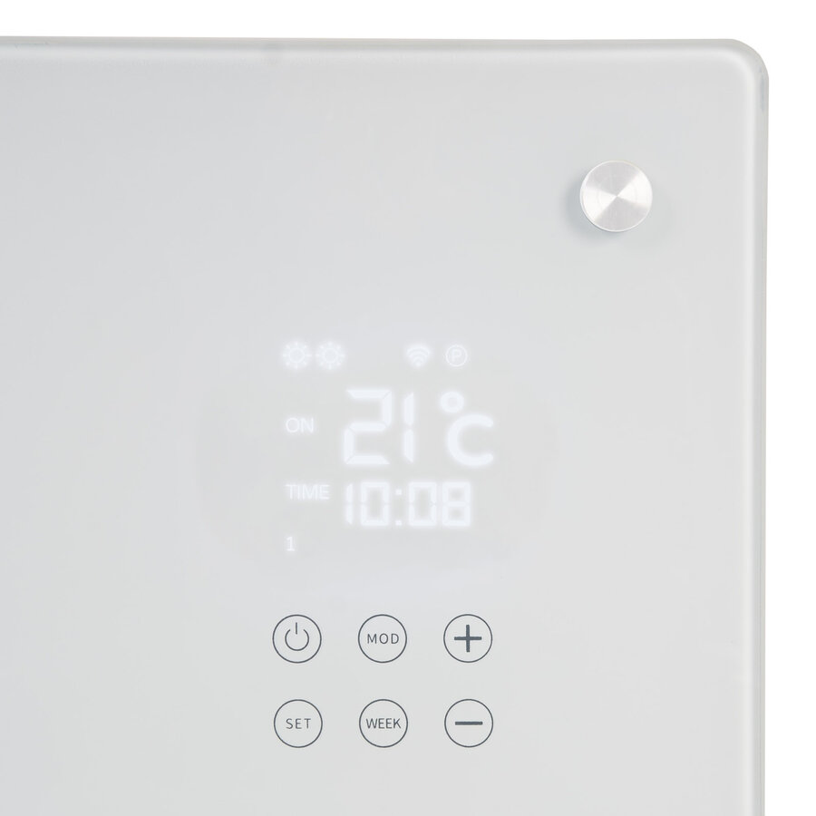 Convector Verwarming Eurom Alutherm Verre 1200W Voor in de Badkamer met Wi-Fi en Glazen Behuizing Wit