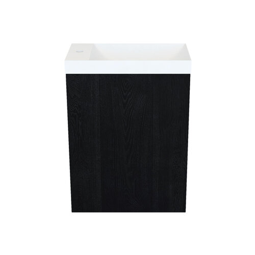 Fonteinkast Black Oak Arcqua Luna 40x55x28 cm Incl. Fontein Mat Wit Met Overloop 
