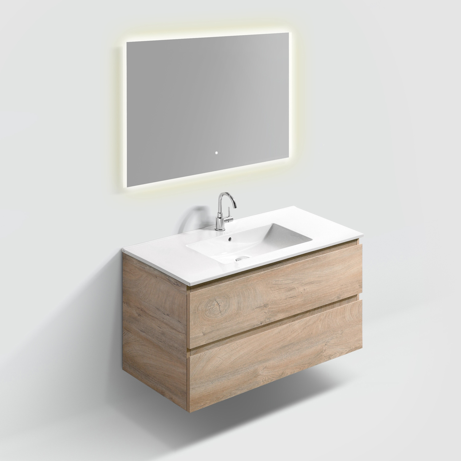 Clou Badmeubelset Met Spiegel Clou InBe 100 cm Grieks Eiken Clou