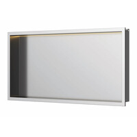 Inbouwnis Luca Sanitair 60x30x6,5cm RVS Geborsteld Nikkel PVD + LED verlichting
