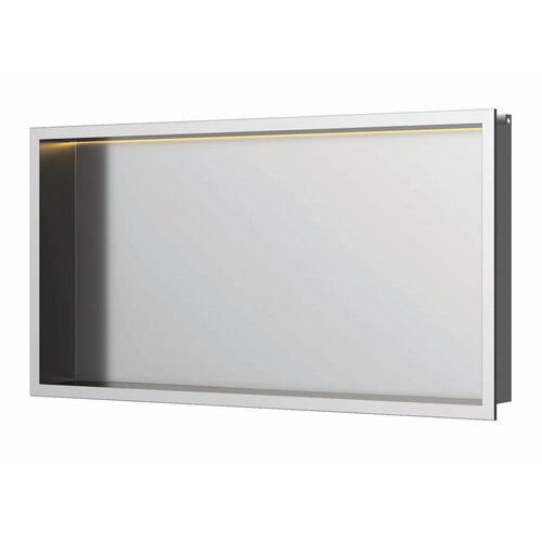 Inbouwnis Luca Sanitair 60x30x6,5cm RVS Geborsteld Nikkel PVD + LED verlichting 