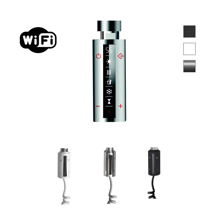 Elektrische Radiator Sanicare HWV Met Wifi 111,8x45 cm Gunmetal 596W Met Thermostaat Zwart Linksonder