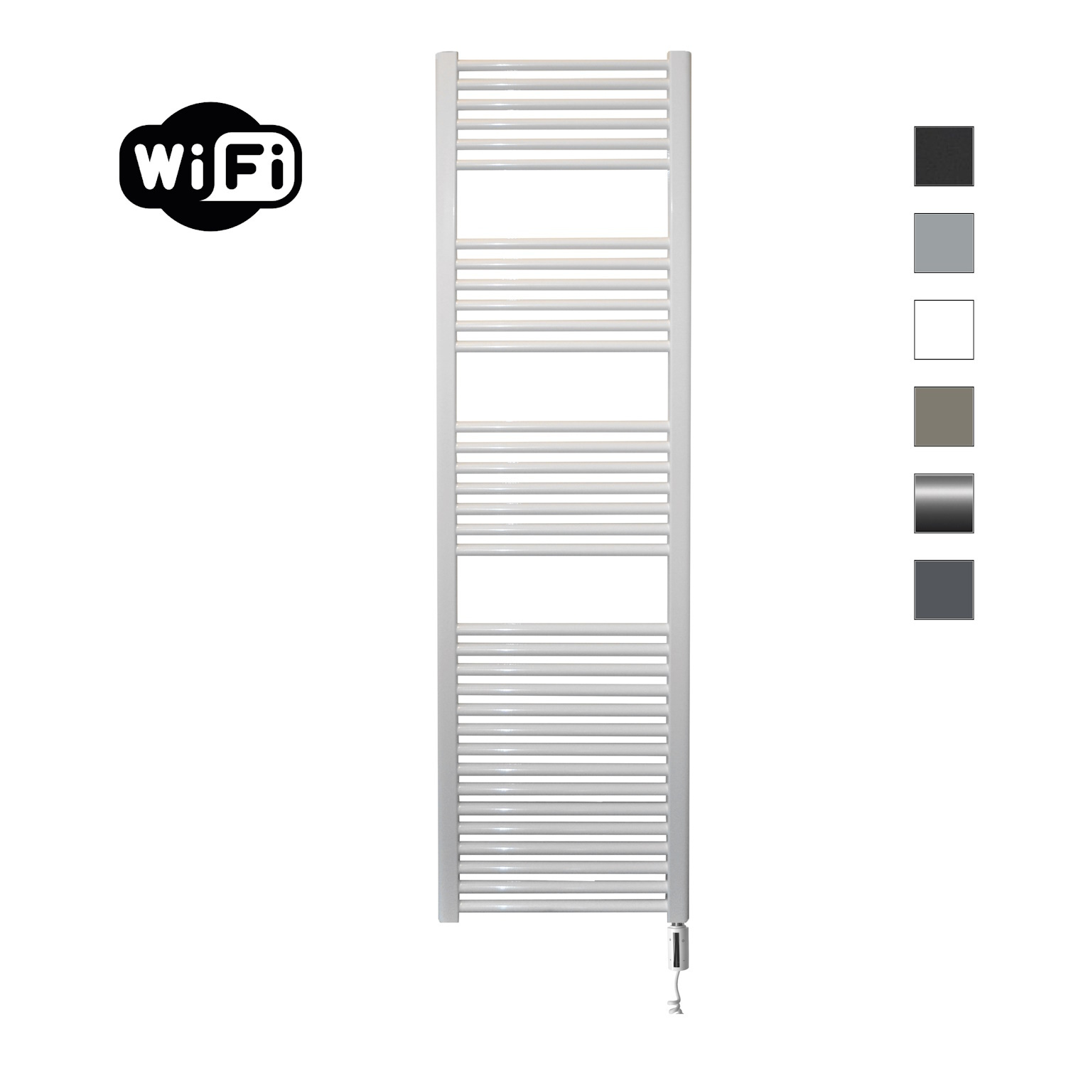 Elektrische Radiator Sanicare HWV Met Wifi 172x45 cm Wit 920W Met Thermostaat Wit Rechtsonder Sanicare