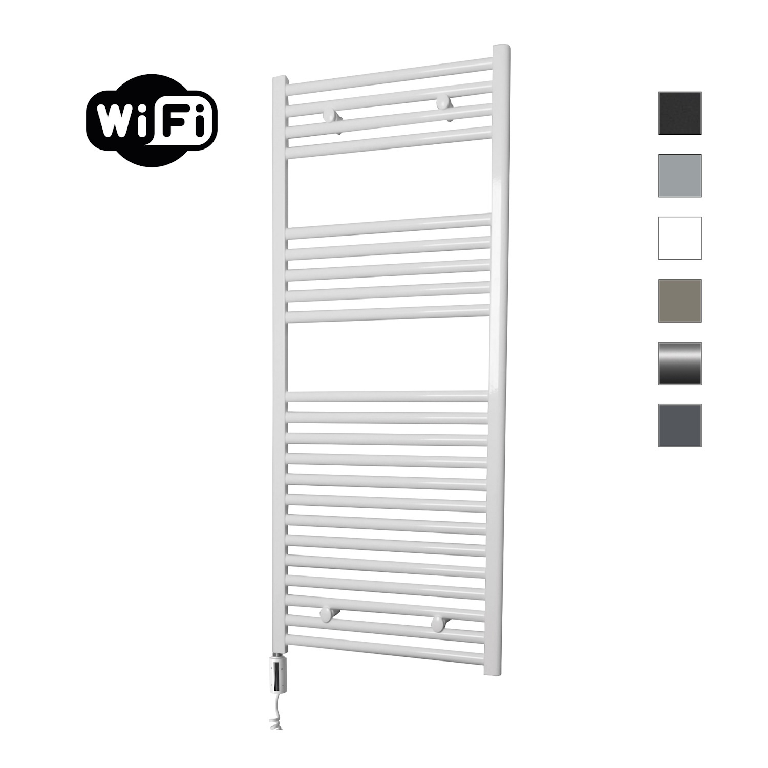 Elektrische Radiator Sanicare HWV Met Wifi 111,8x45 cm Wit 596W Met Thermostaat Wit Linksonder Sanicare