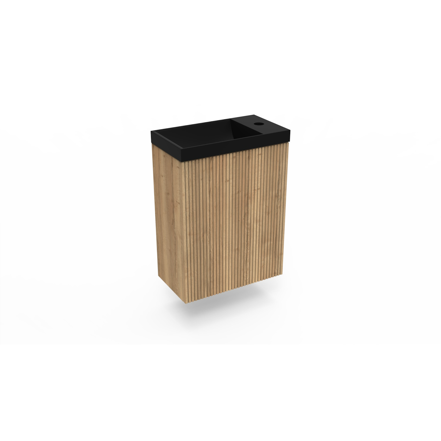Fonteinkast Halifax Oak Arcqua Ridge 40x55x28 cm Incl. Fontein Mat Zwart Zonder Overloop Arcqua