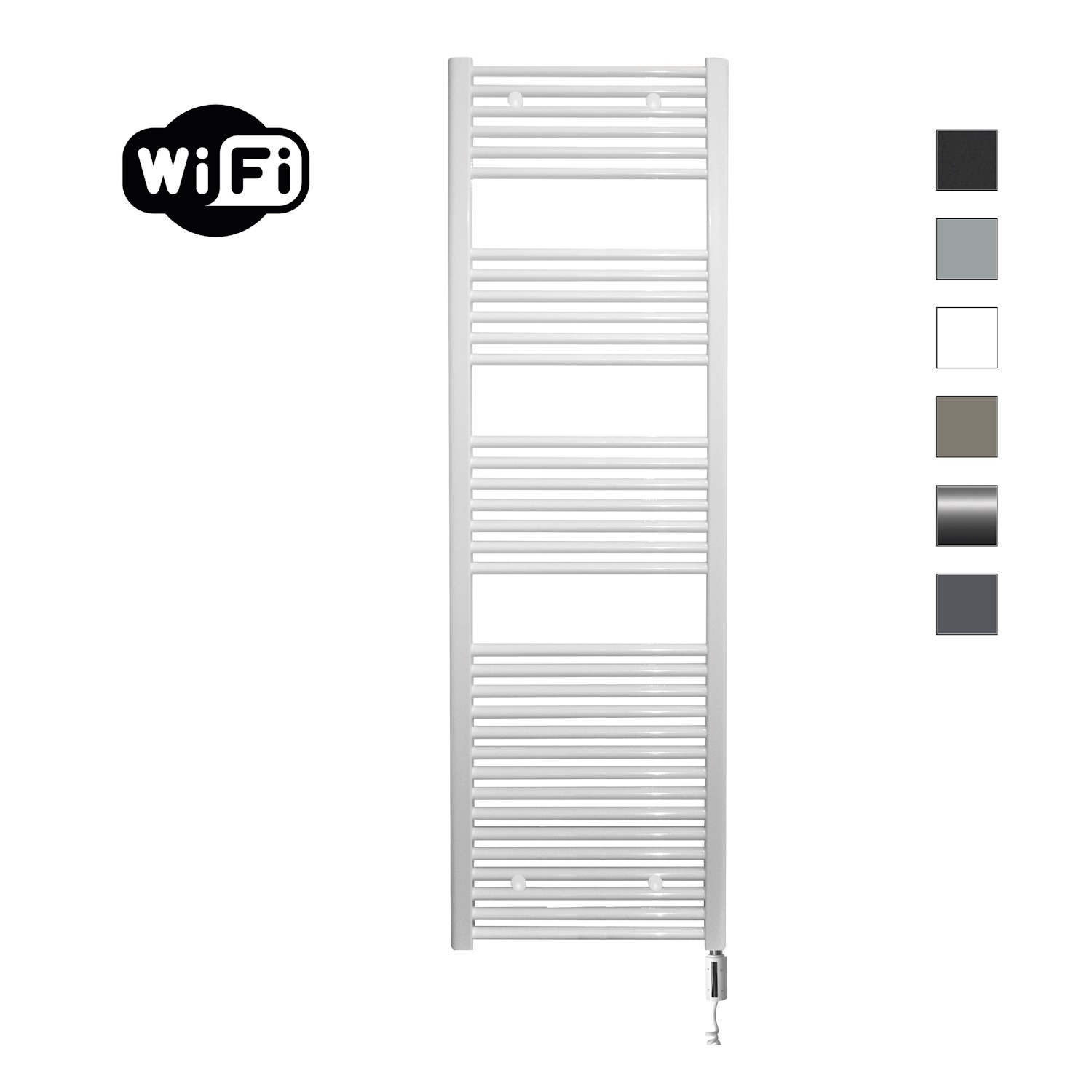 Elektrische Radiator Sanicare HWV Met Wifi 172x60 cm Wit 1127W Met Thermostaat Wit Rechtsonder Sanicare