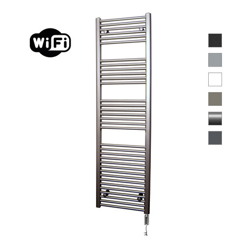 Elektrische Radiator Sanicare HWV Met Wifi 172x60 cm Inox Look 1127W Met Thermostaat Chroom Rechtsonder 