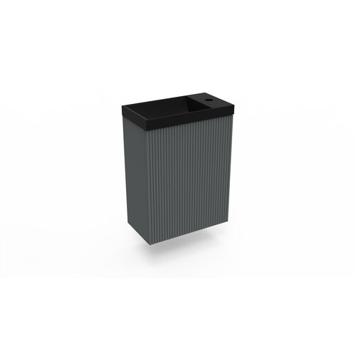 Fonteinkast Cement Arcqua Ridge 40x55x28 cm Incl. Fontein Mat Zwart Zonder Overloop 