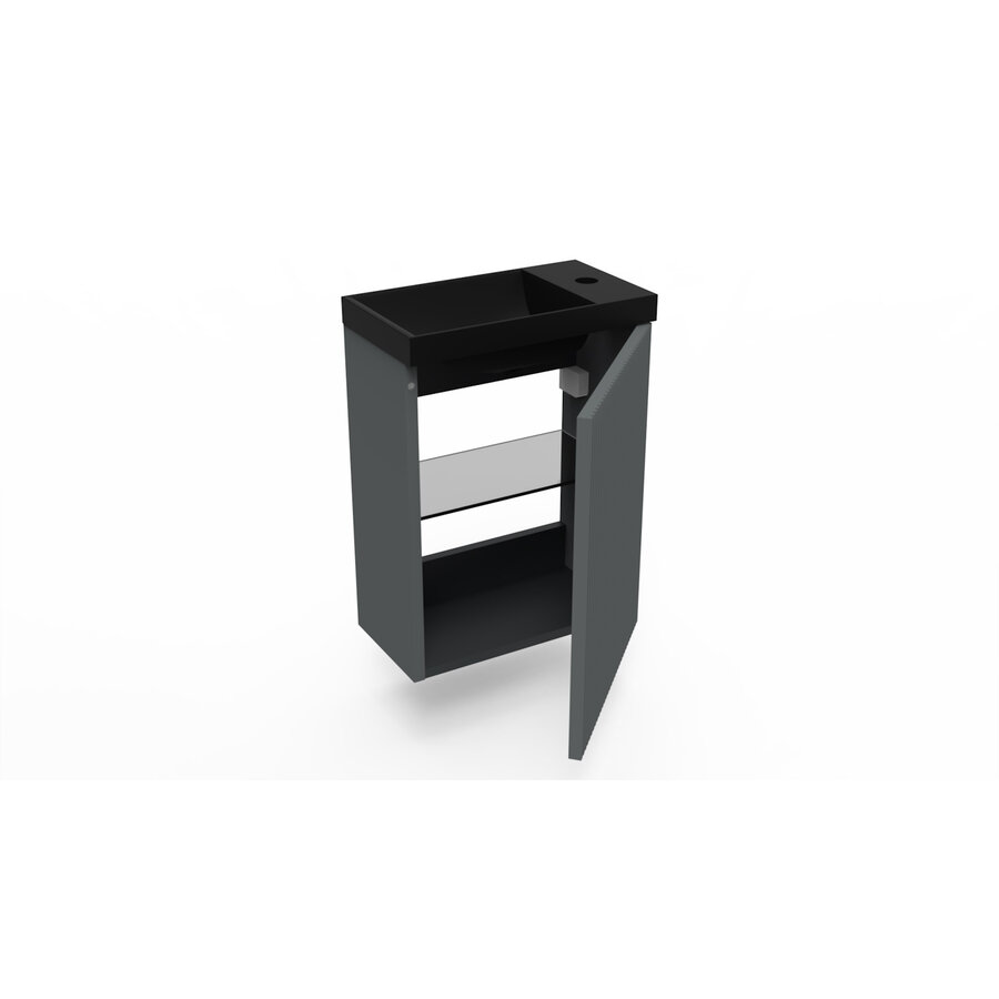 Fonteinkast Cement Arcqua Ridge 40x55x28 cm Incl. Fontein Mat Zwart Zonder Overloop