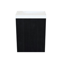 Fonteinkast Black Oak Arcqua Luna 40x55x28 cm Incl. Fontein Glans Wit Met Overloop