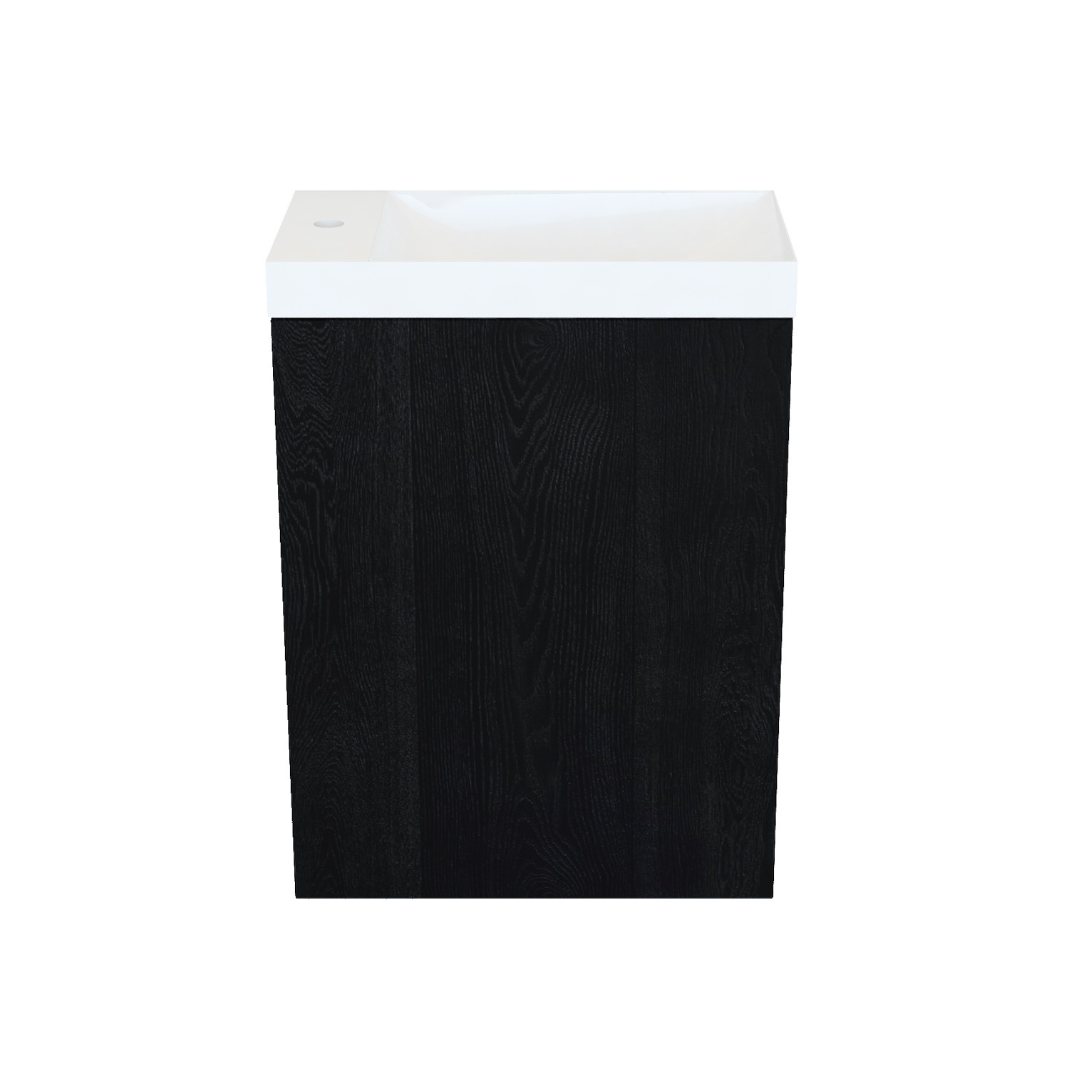 Fonteinkast Black Oak Arcqua Luna 40x55x28 cm Incl. Fontein Glans Wit Met Overloop Arcqua