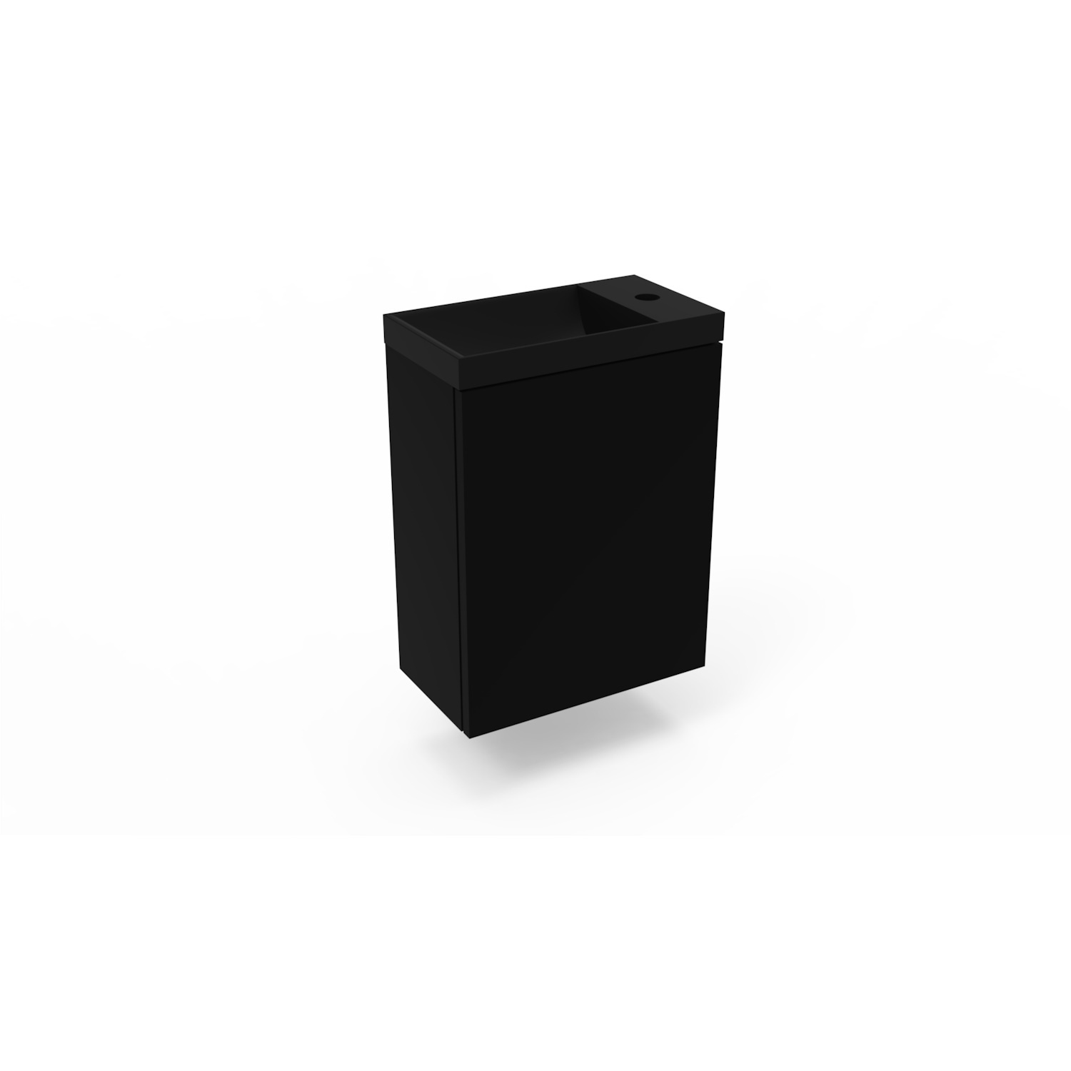 Fonteinkast Mat Zwart Arcqua Luna 40x55x28 cm Incl. Fontein Mat Zwart Zonder Overloop Arcqua